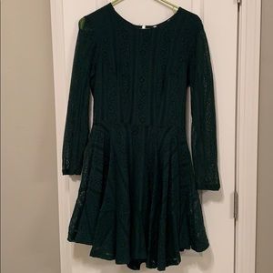 Forest green lace dress